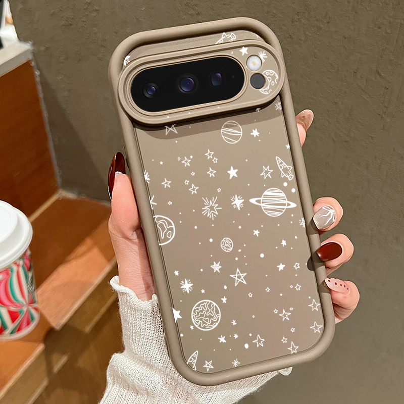 Google Pixel 9 - Parlayan Yıldız Ay Desenli Telefon Kılıfı